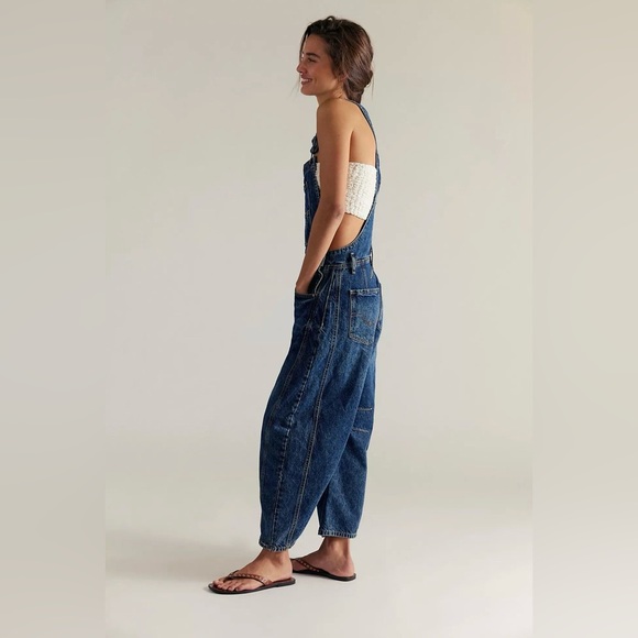 NWT Free People We The Free Good Luck Barrel Overalls - Picture 2 of 6